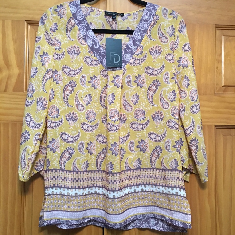 Fred David Paisley Boho Hippie Top